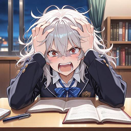 Frustrated Student Screaming While Studying