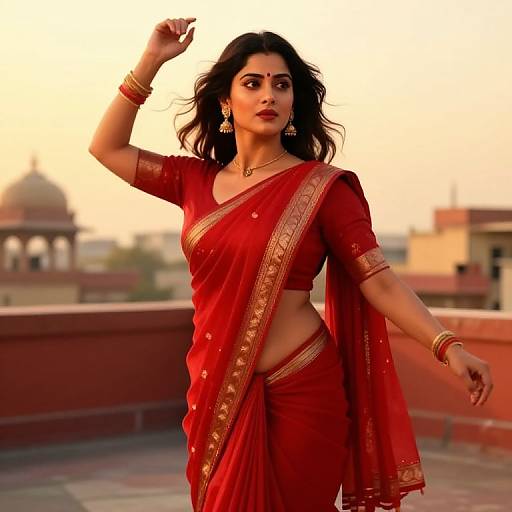 AI Bollywood Actress in Red Sari
