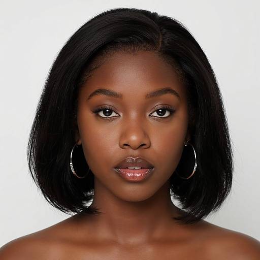 Realistic Portrait of Woman with Twist Black Hair