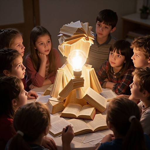 Sculpture of Knowledge Inspiring Children