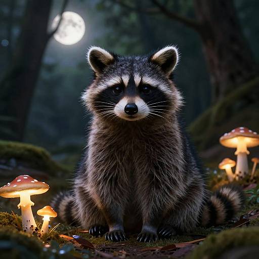 Whimsical Cat-Raccoon Forest Creature