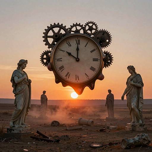 Surreal Melting Clock Collage