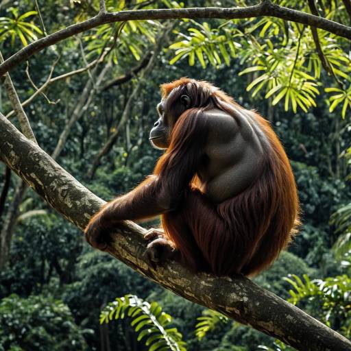 Hyper-Realistic Orangutan in Rainforest Hyper-Realistic Orangutan in Rainforest