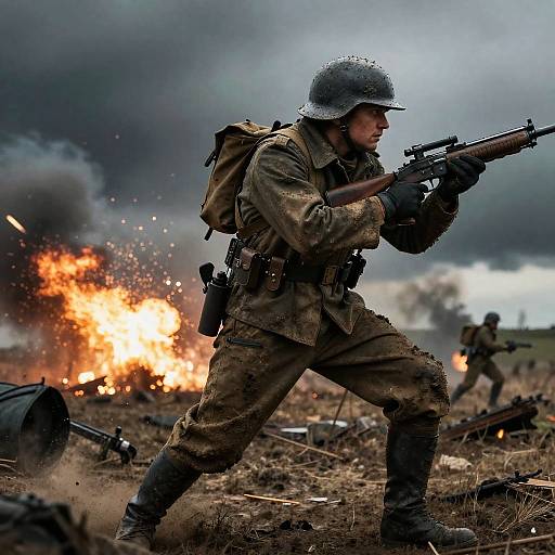 Krieg Soldier Charging Through Battlefield