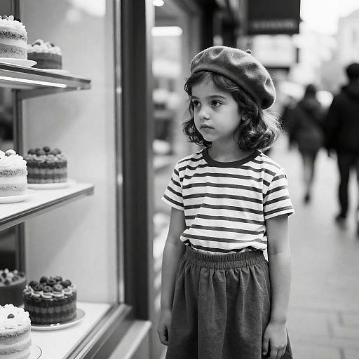 Serious Girl by Bakery Window