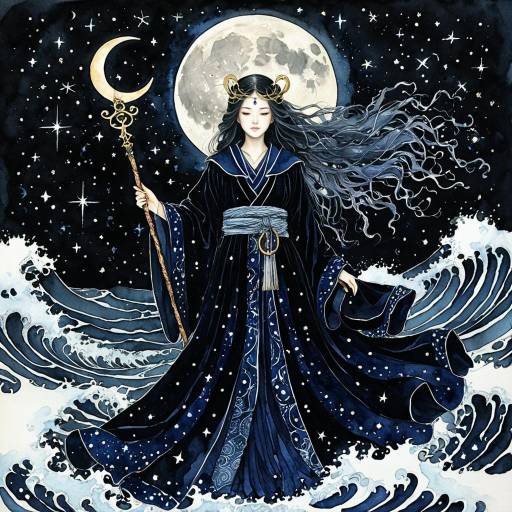 Moonlit Sorceress with Crescent Moon Staff