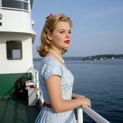 1950s Blonde Woman on Ferry