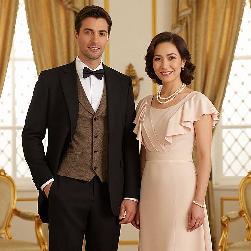 Elegant Couple in Grand Room