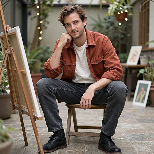 Man in Rustic Courtyard Style