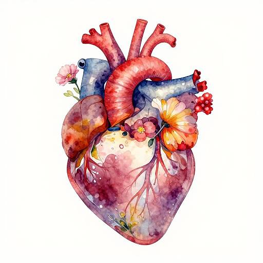 Vibrant Floral Anatomical Heart