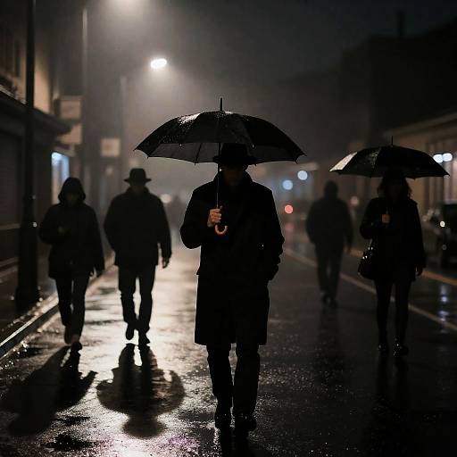 Mysterious Night Walk in the Rain