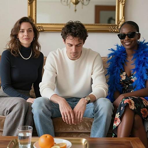 Cozy Living Room Scene with Friends