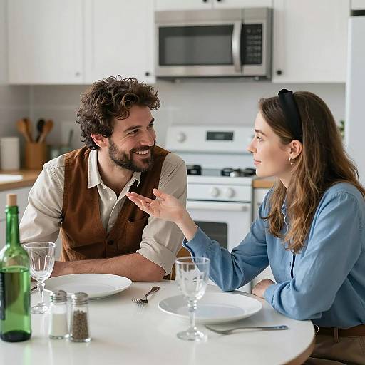 Intimate Kitchen Scene with Couple