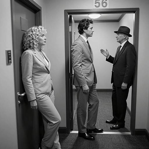 Candid Moment in Dimly Lit Hallway