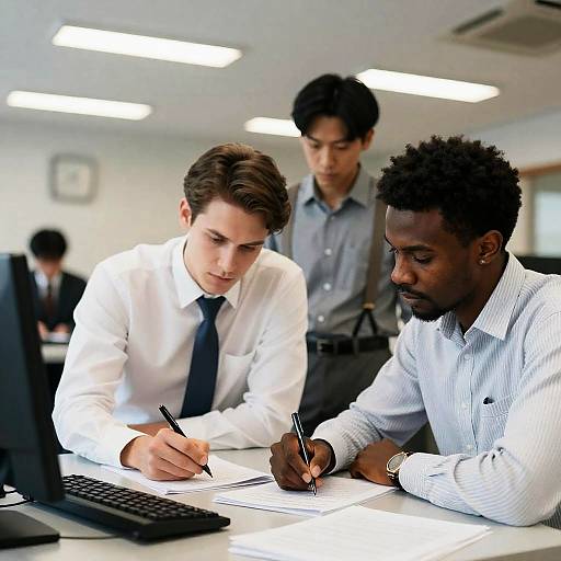 Focused Office Life: Three Men at Work