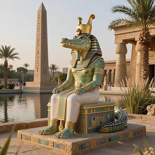 Crocodile Deity Statue in Ancient Egypt