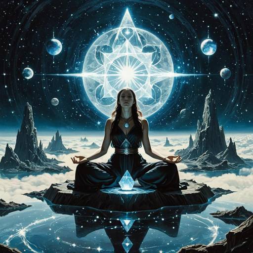 Arcane Sorceress Meditating in Cosmic Realm