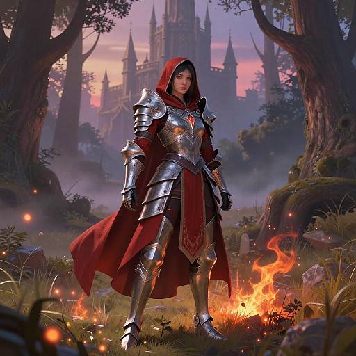 Enchanted Warrior in a Twilight Meadow