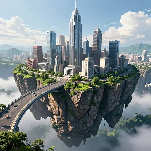 Futuristic Metropolis on Suspended Cliff