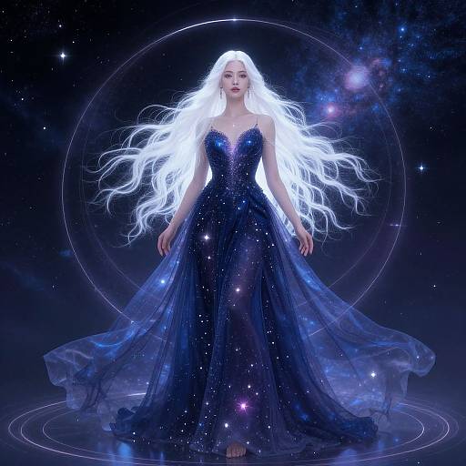 Celestial Woman in Starry Gown