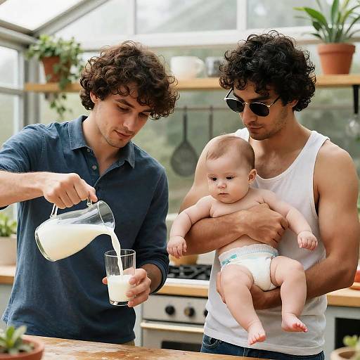 Heartwarming Kitchen Scene with Two Men