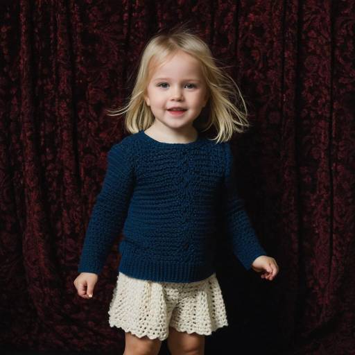 Smiling young girl in sweater and skirt