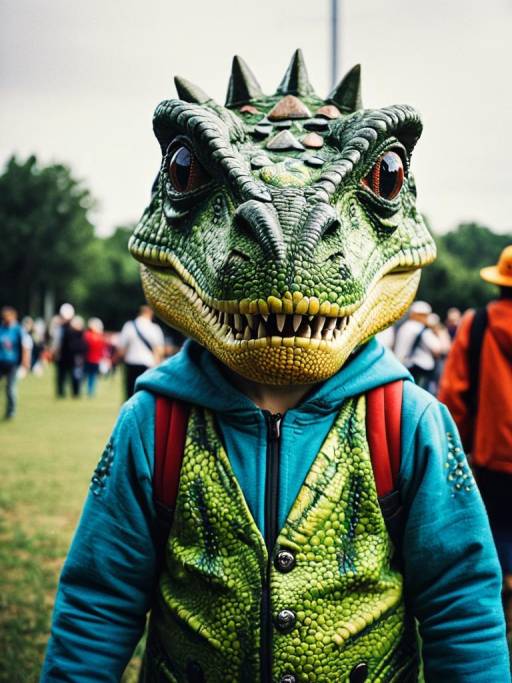 Realistic Portrait of Dinosaur Costume Cosplay