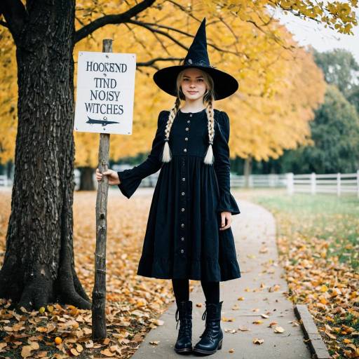 Autumn Witch in a Blurry Forest