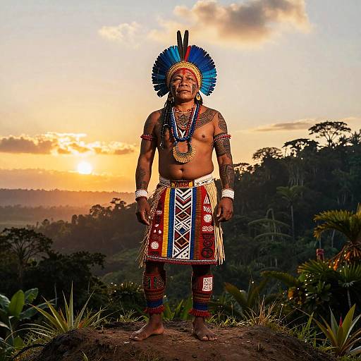 Indigenous Chief at Sunset Hill