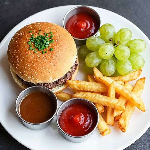 Gourmet Burger Plate with Sides