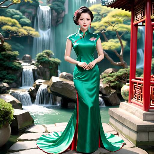 Regal Empress in Serene Waterfall Setting