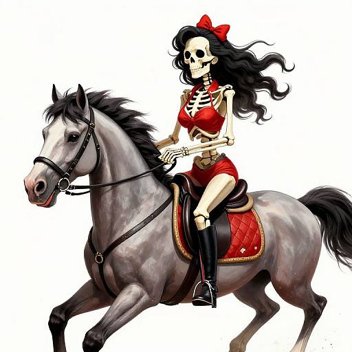 Flirty Skeleton Pin-Up Riding Horse