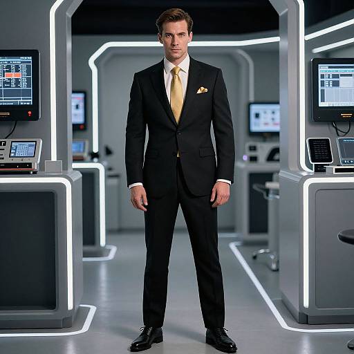 Confident Man in Sleek Black Suit