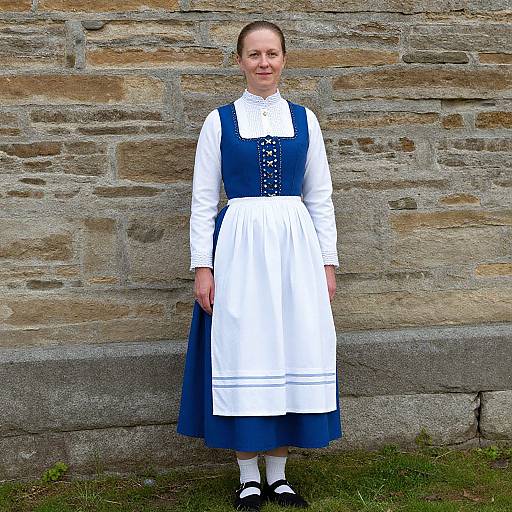 Traditional English Woman in Blue Dress