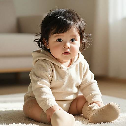 Cozy Baby in Beige Outfit