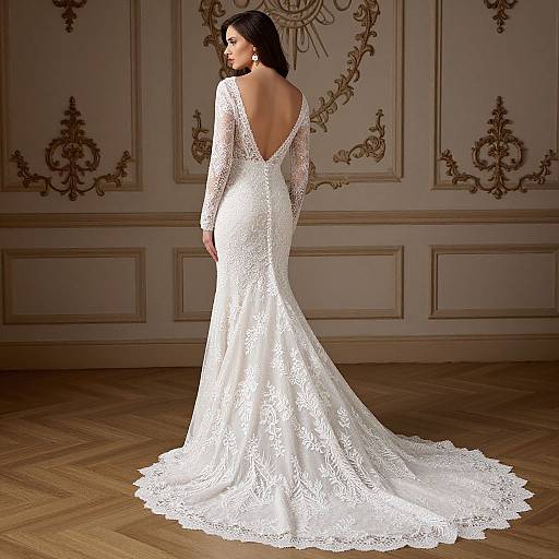 Elegant Lace-Sleeve Wedding Dress