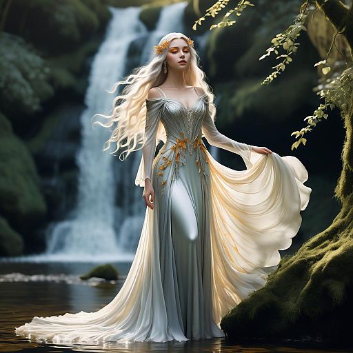 Ethereal Fae in a Mystical Waterfall