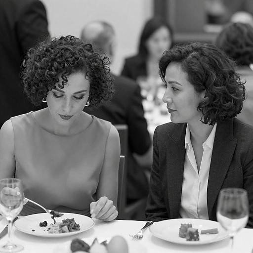 Intimate Dining Scene in Black and White