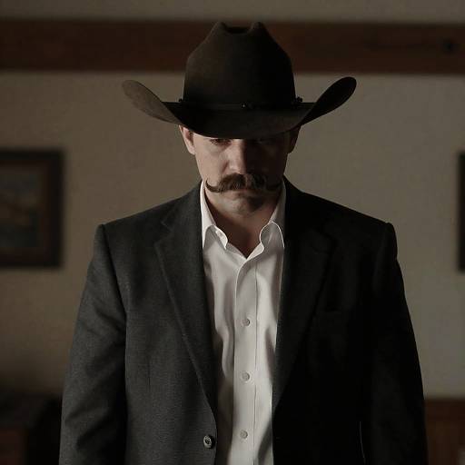 Serious Cowboy in Dimly Lit Room