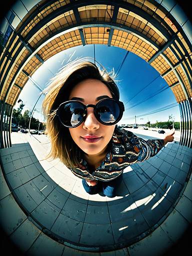Woman in Bohemian Blouse with Round Sunglasses