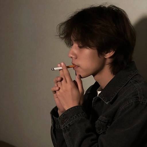 Profile of a Young Man Smoking