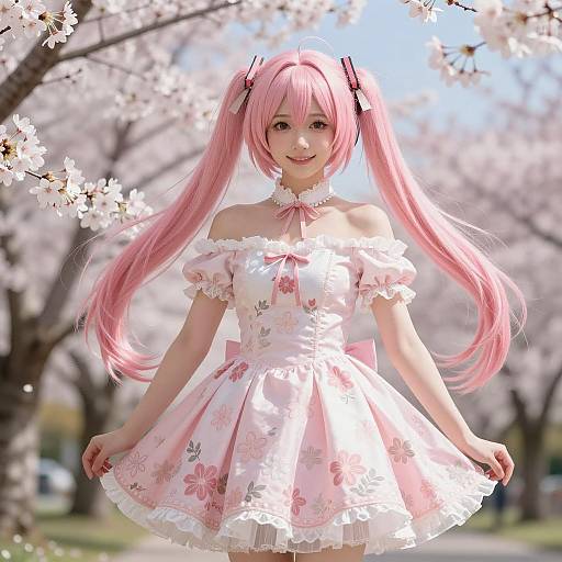 Sakura Miku Cosplay in Cherry Blossom Park