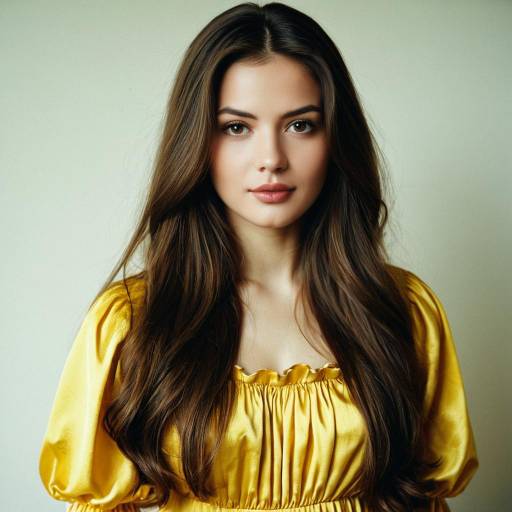 Young Woman in Yellow Satin Dress