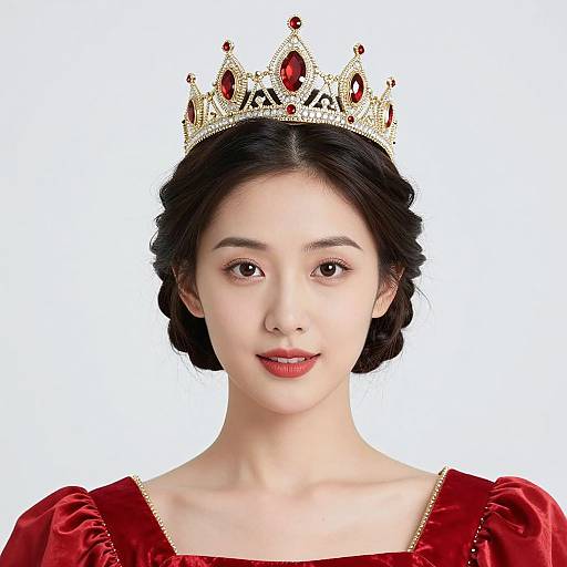 Elegant Snow Queen in Red Dress