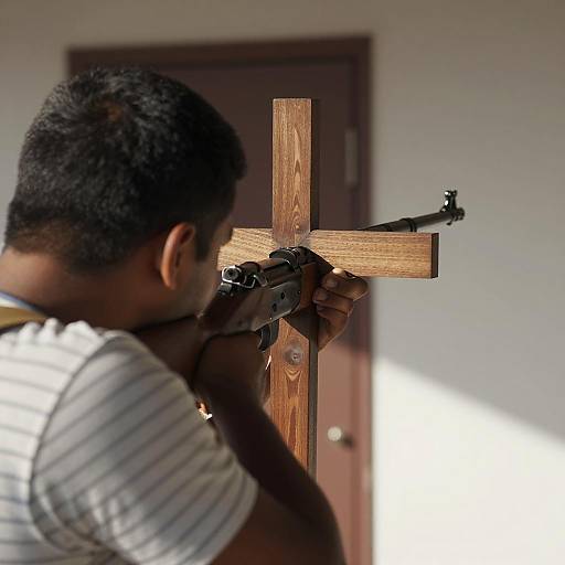 Mysterious Man with Rifle and Cross