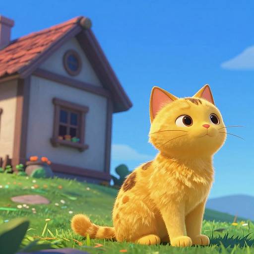 Golden Cat by Hilltop Old House