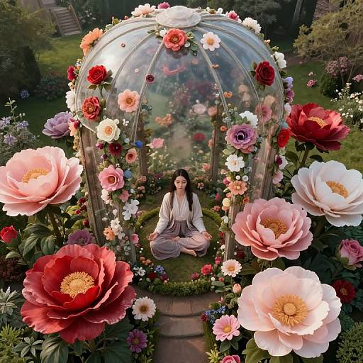 Surreal Meditation Amidst Towering Blooms