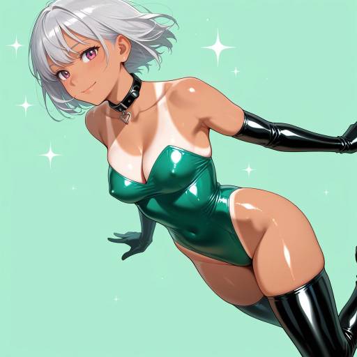Dynamic Cowgirl in Shiny Green Leotard Dynamic Cowgirl in Shiny Green Leotard