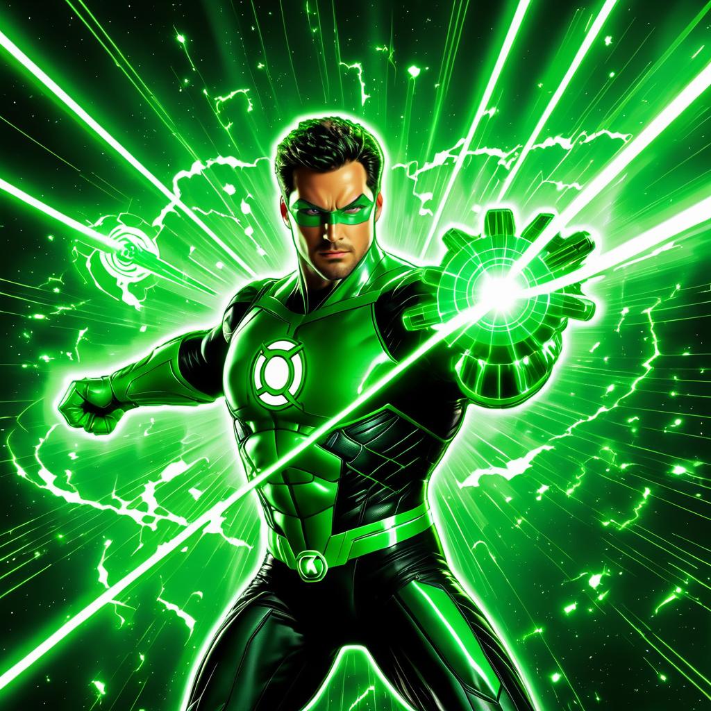 Dynamic Green Lantern Laser Action Scene