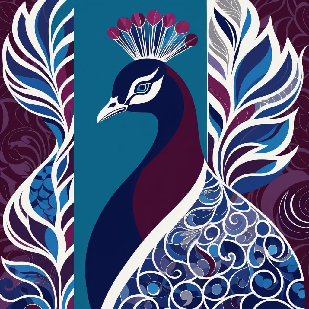 Elegant Peacock in Matisse Style Illustration